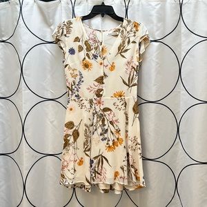 Reformation floral mini dress with cap sleeves